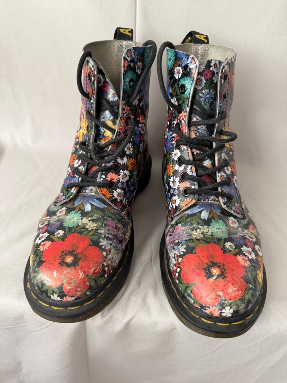 Dr. Martens Black Floral Lace-Up Boots (D)